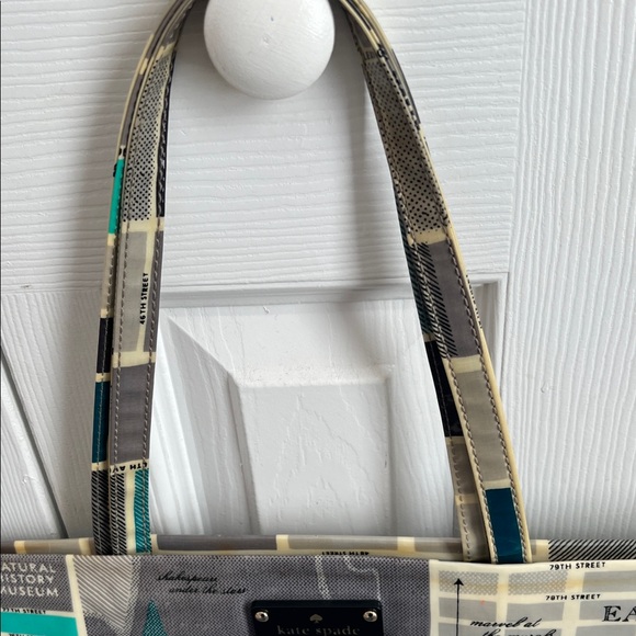 Kate Spade Map Print Tote in Gray and Teal - Picture 2 of 5